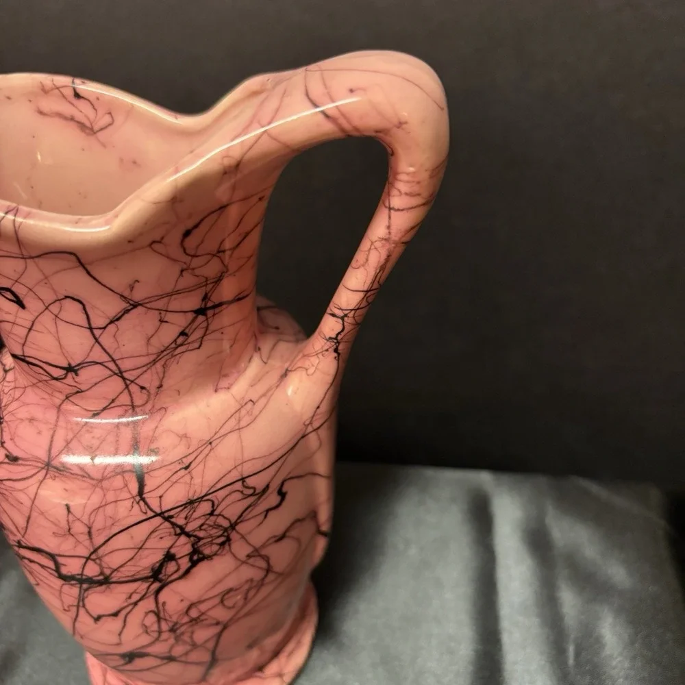 Vintage McCoy Pottery Pink/Black Swirl  7
